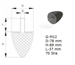 Odbój stożkowy z gwintem 78x89, M12x37 mm 03-005-38