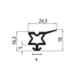 Uszczelka drzwi zabudowy samochodowej 18x24,3 mm gumowa czarna 19-475