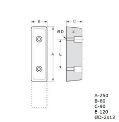 Zderzak gumowy 250x80x90mm, 39-4009